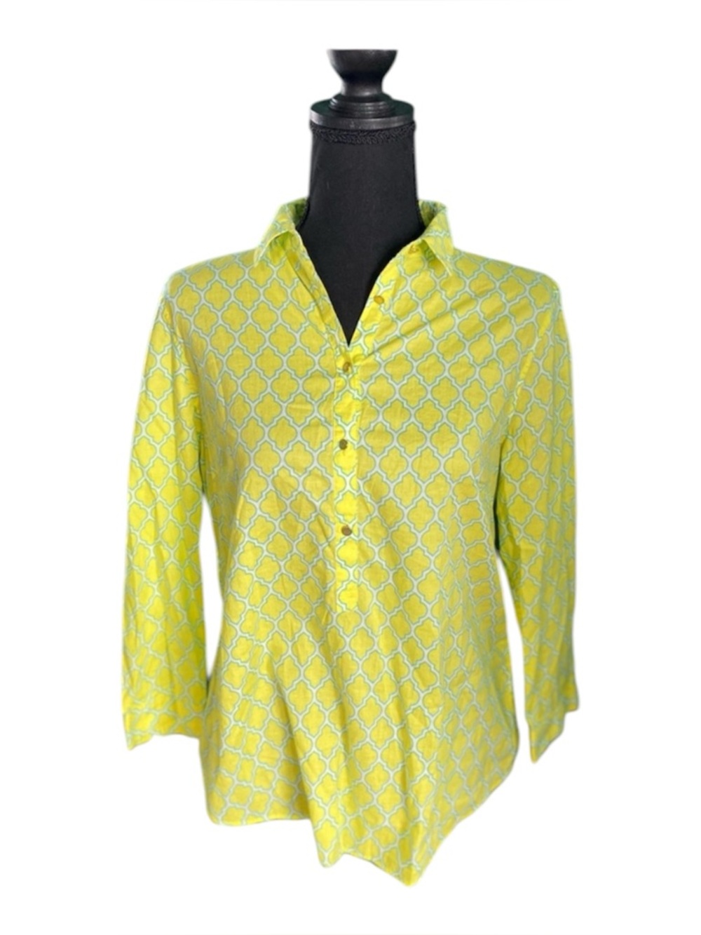 Lands' End Yellow Patterned Blouse